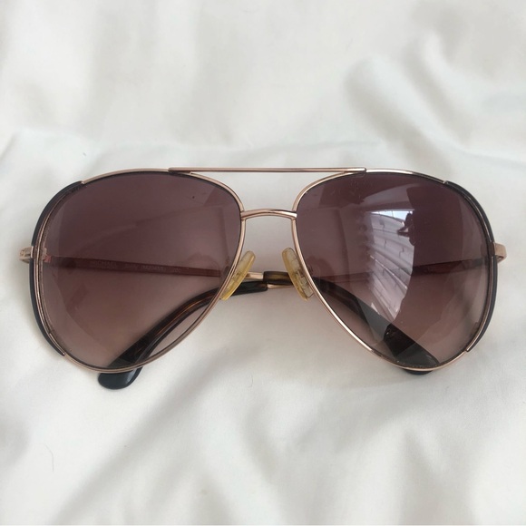 Michael Kors Aviator Brown and Gold Sunglasses - Picture 1 of 6